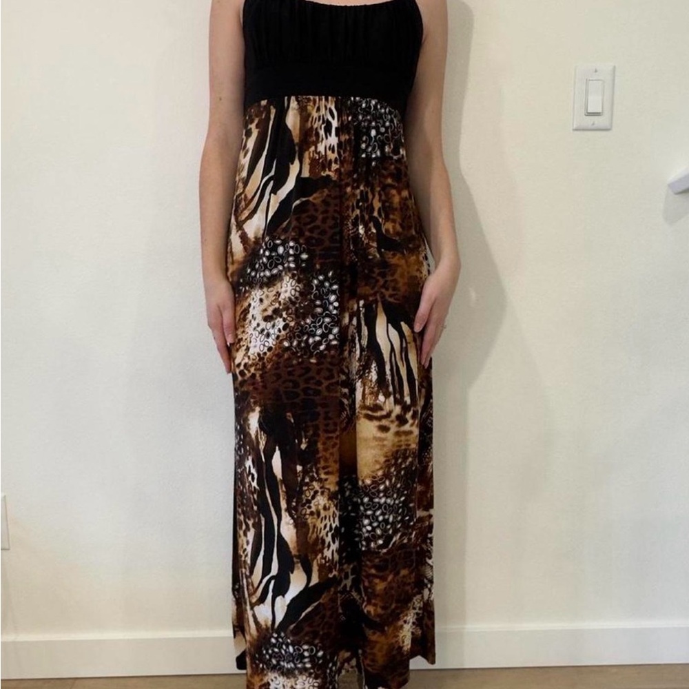 Y2K Black & Brown Animal Print Maxi Dress